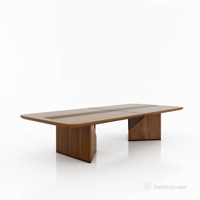 Modern Wooden Conference Table With Unique Legs And Sleek Surface Design 3d model 