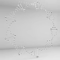 Modern Circular Metallic Art Installation With Slender Structures In White Space 3d model