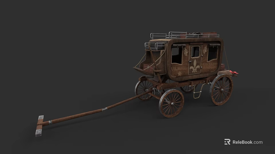 Classic Vintage Carriage With Wooden Body Roof Rack And Spoked Wheels 3d model 