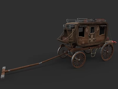 Classic Vintage Carriage With Wooden Body Roof Rack And Spoked Wheels 3d model