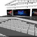 Modern Conference Stage Setup With LED Screens Lighting And Audience Seats