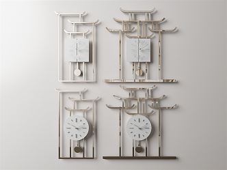 New Chinese Clock Wall Decoration Pendant 3d model