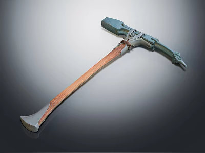 Durable Hardware Tool Axe with Sturdy Metal Head and Wooden Handle Design 3d model