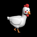 Cute White Cartoon Chicken With Red Comb Cheeks And Yellow Beak Legs