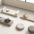 Stylish Modern Living Room Interior With Sofa Carpet Throw Pillows And Small Stools