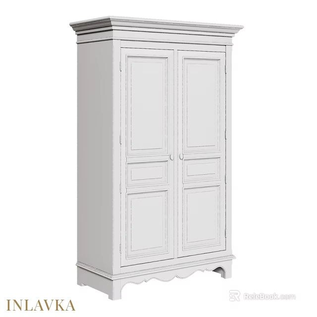 White Double Door Cabinet With Simple Design And Decorative Legs For Home Storage 3d model 