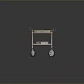 Medical Stretcher With Wheels Brown Straps And Red Item On Mattress