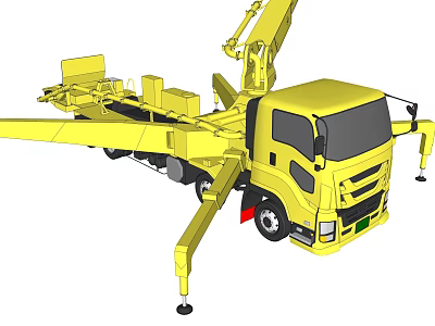 Yellow Heavy Duty Utility Vehicle With Extendable Crane Arm And Support Legs 3d model