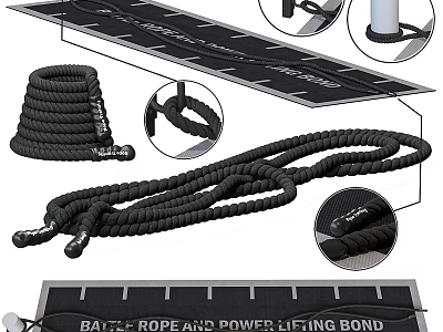 Heavy Duty Battle Rope And Durable Power Lifting Mat For Strength Training Equipment 3d model