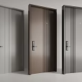 Stylish Modern Hinged Doors with Three Different Colors Vertical Stripe Design 3d model