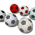 Sports Equipment Collection Of Multiple Colored Soccer Balls With Classic Hexagonal Design