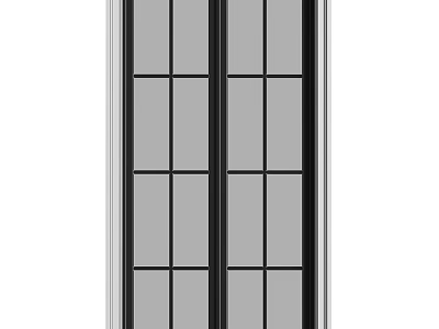 Modern Sliding Doors With Glass Panels And Black Grid Frame Design 3d model
