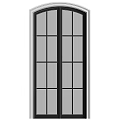 Modern Sliding Doors With Glass Panels And Black Grid Frame Design