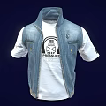 Classic Denim Vest Over White T-Shirt With Front Zipper And Side Pockets Design
