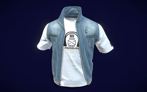 Modern Denim Jacket Sleeveless Jacket 3d model