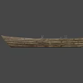Vintage Wooden Boat With Seats And Wooden Planks On Gray Background