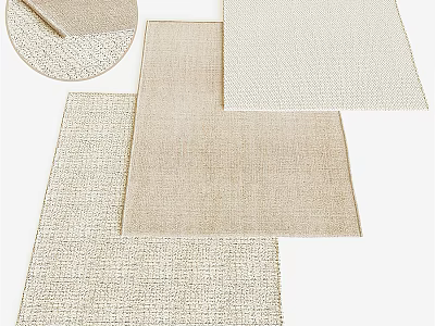 Square Rugs in Neutral Beige with Woven Texture for Home Decor 3d model