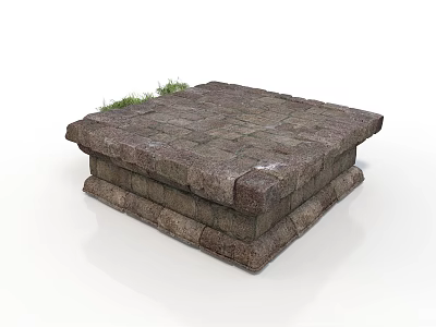 Modern Contemporary Stone Structure Design With Grass On Top Surface Area 3d model