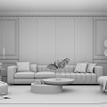 Modern Luxury Beige Sofa And Marble Coffee Table Set With Gray Wall Artwork 3d model