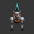 Mechanical Dinosaur Character With Orange White Armor And Mechanical Weapon Wings Structure 3d model