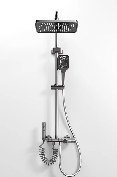 Modern Bathroom Shower System With Handheld Shower Head And Slide Bar 3d model