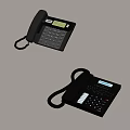 Black Office Fixed Line Telephones With Display Screen Numeric Keypad And Handset Cord