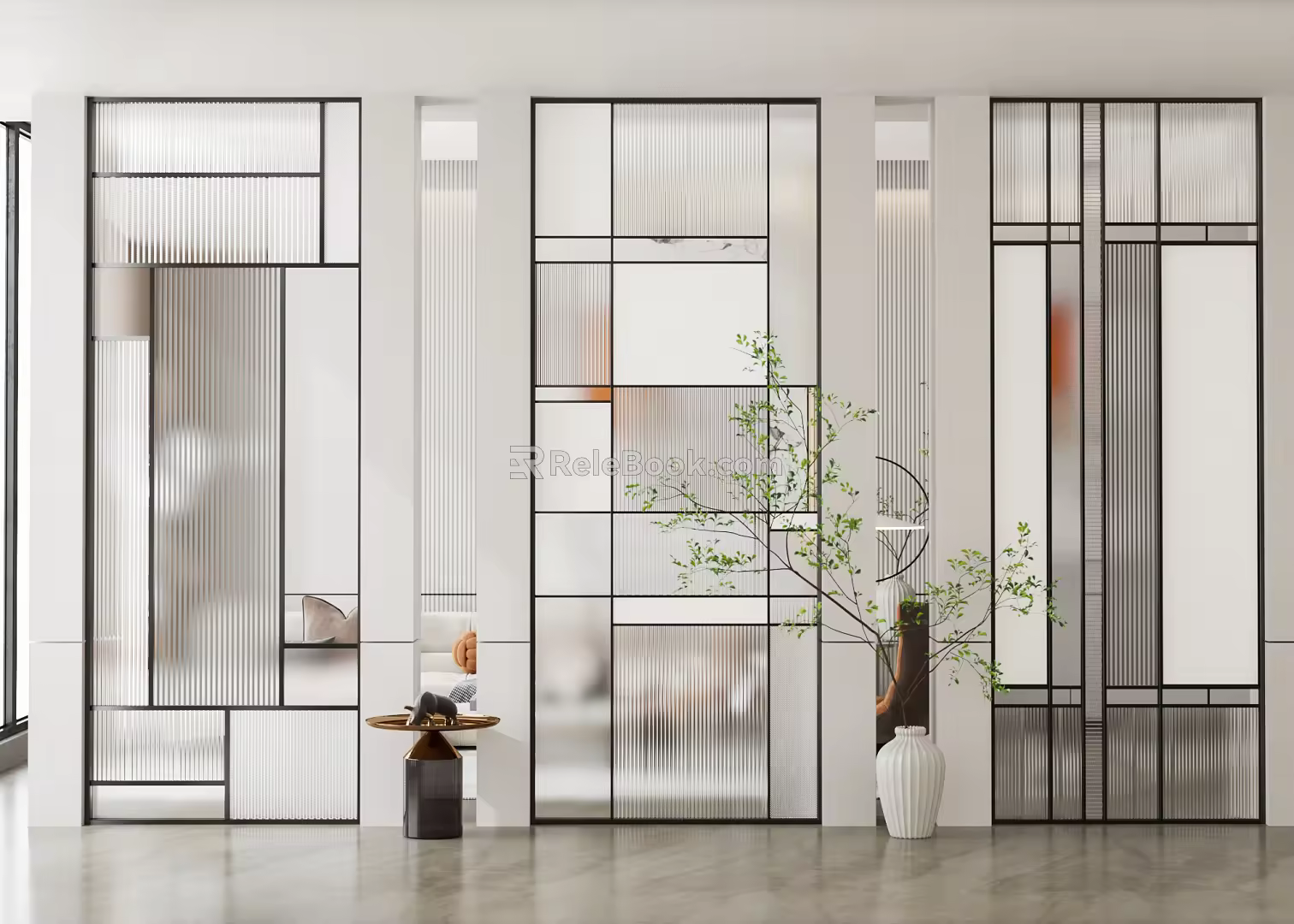 Modern partition brushed glass partition 3d model