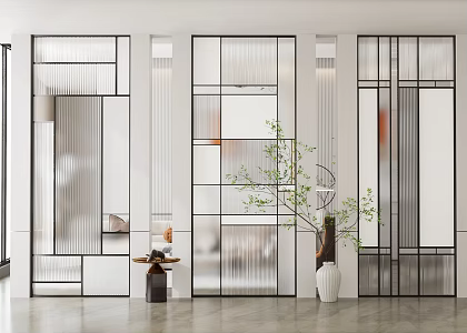 Modern partition brushed glass partition 3d model