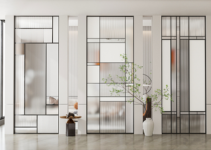 Modern partition brushed glass partition 3d model