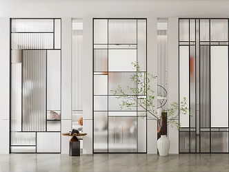 Modern partition brushed glass partition 3d model
