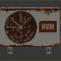 Rusty Computer Fan Unit With NVM Logo And Rustic Metal Casing Design