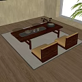 Modern Tea Table and Chair Combination Solid Wood Tea Table Tea Table 3d model
