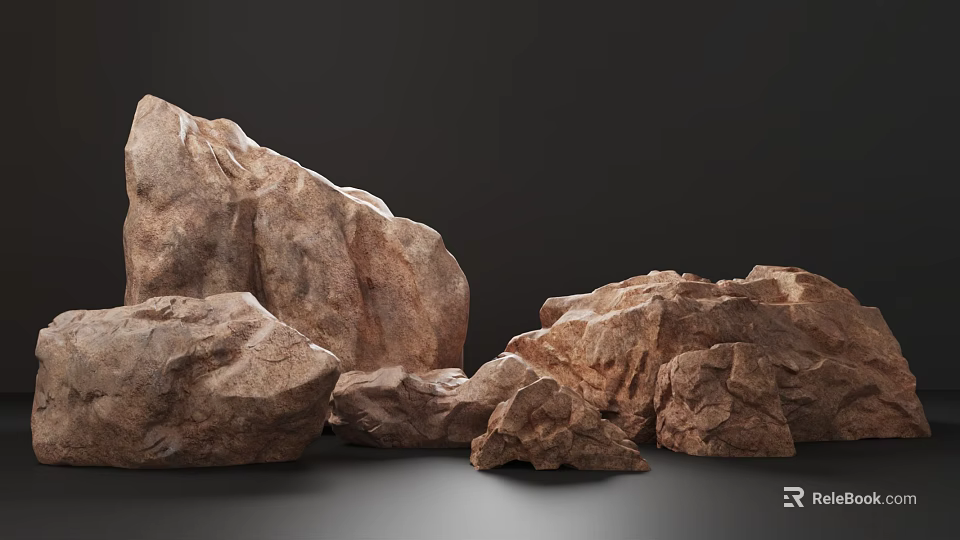 Natural Stone and Wood Materials for Rustic Home Decoration Projects 3d model 