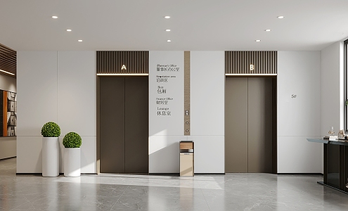 Modern elevator hall front desk 3d model