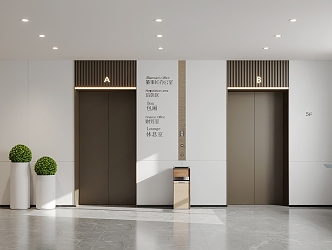 Modern elevator hall front desk 3d model