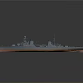 Detailed Military Warship 3D Model With Classic Naval Structure Design