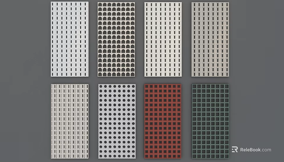 Modern Wall Panels With Various Perforated Patterns And Color Options 3d model 