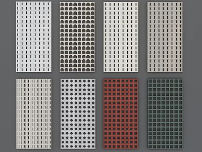 Modern Wall Panels With Various Perforated Patterns And Color Options 3d model