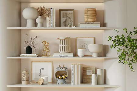 Modern Jewelry Ornaments Combination Book Decoration Hanging Painting Metal Desk Ceramic Photo Frame Book Decoration Painting Vase 3d model