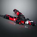 Red Black Camouflage Tactical Weapon With Intricate Mechanical Structure And Rifle Design
