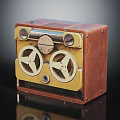 Vintage Retro Audio Tape Recorder Classic Design Dual Reels Brown Yellow Finish