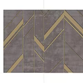 Modern Chevron Pattern Wall With Metal Strips And Reflective Gray Finish 3d model