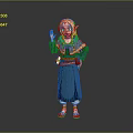 Blonde Haired Hero Character In Teal Outfit With Creature Companion And Raised Hand Pose