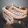 Elegant Gold Ring With Curved Bands White Gemstones And Small Beads