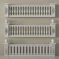 White Ornate Railings with Spherical Finials and Various Classic Architectural Designs