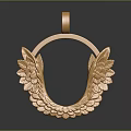 Shiny Golden Circular Pendant With Intricate Leaf Decorations For Daily Wear