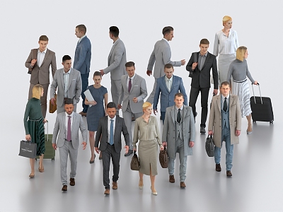 Many men suit men business people workplace women workplace men sitting people 3d model