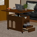 Multifunctional Wooden Lift Top Coffee Table With Rattan Doors And Large Storage For Living Room