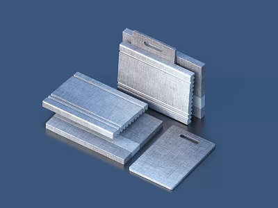 Gray Industrial Metal Sheets Stacked with Textured Surfaces and Flat Panels 3d model