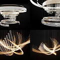 Elegant Modern Chandelier Design With Crystal Elements And Curved Metal Frame For Living Room